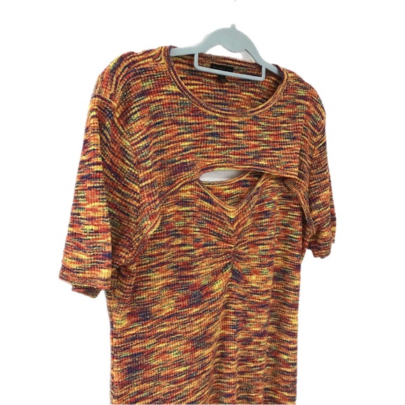 Anthropologie Current Air Orange/Multi  Cutout Mini Dress - Picture 4 of 13